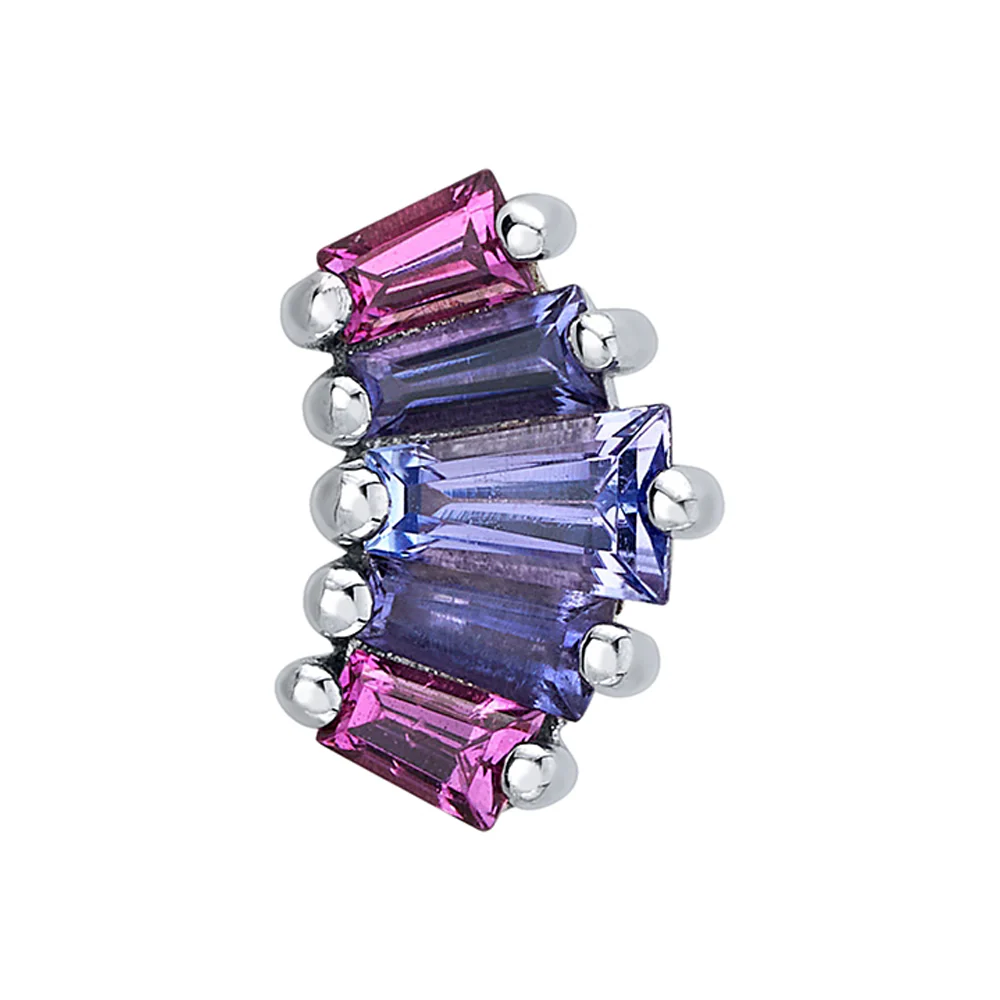 "Mini Oceane 5" Threaded End in Gold with Tanzanite, Iolite & Rhodolite - Image 2