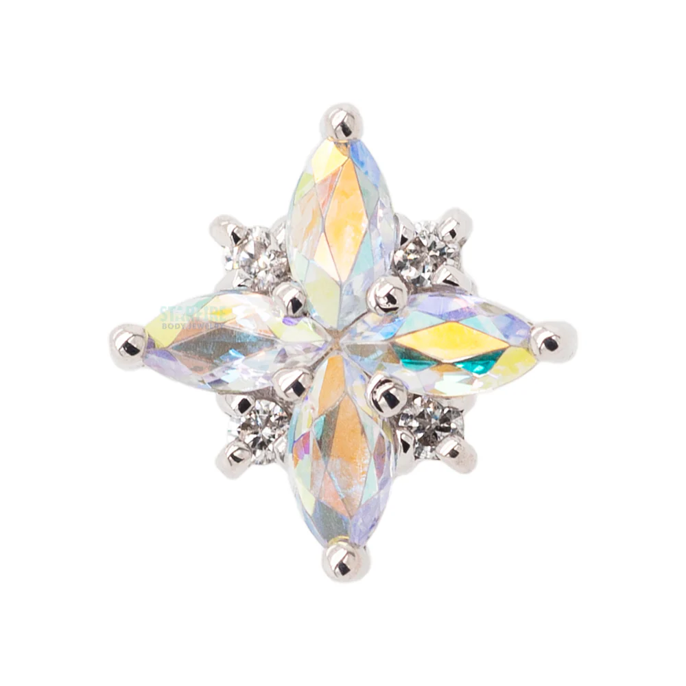 "Pleades" Threaded End in Gold with Mercury Mist Topaz' & White CZ's