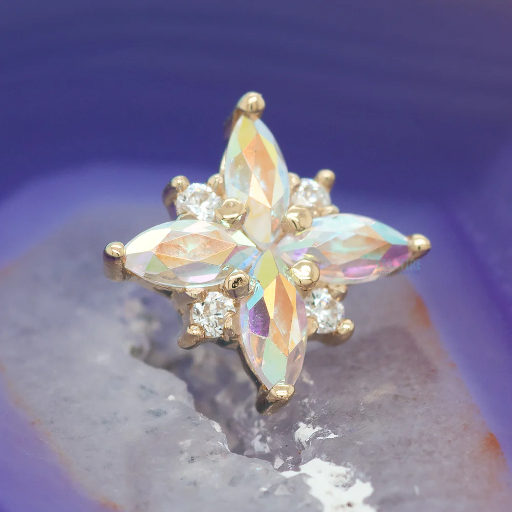 "Pleades" Threaded End in Gold with Mercury Mist Topaz' & White CZ's - Image 2