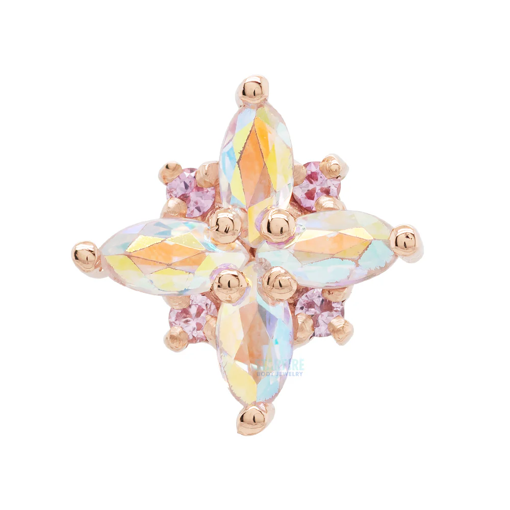 "Mini Pleades" Threaded End in Gold with Mercury Mist Topaz & Light Pink Sapphires - Image 4