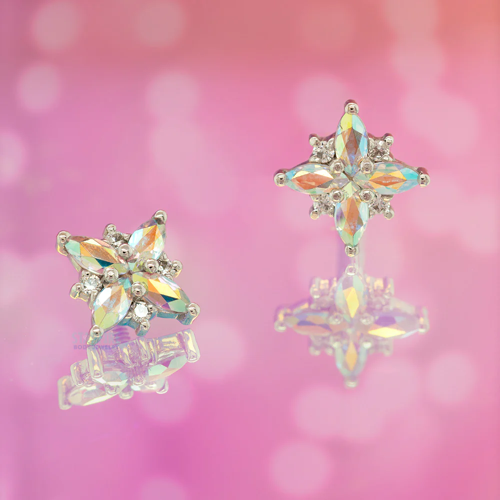 "Mini Pleades" Threaded End in Gold with Mercury Mist Topaz & White Sapphire - Image 2