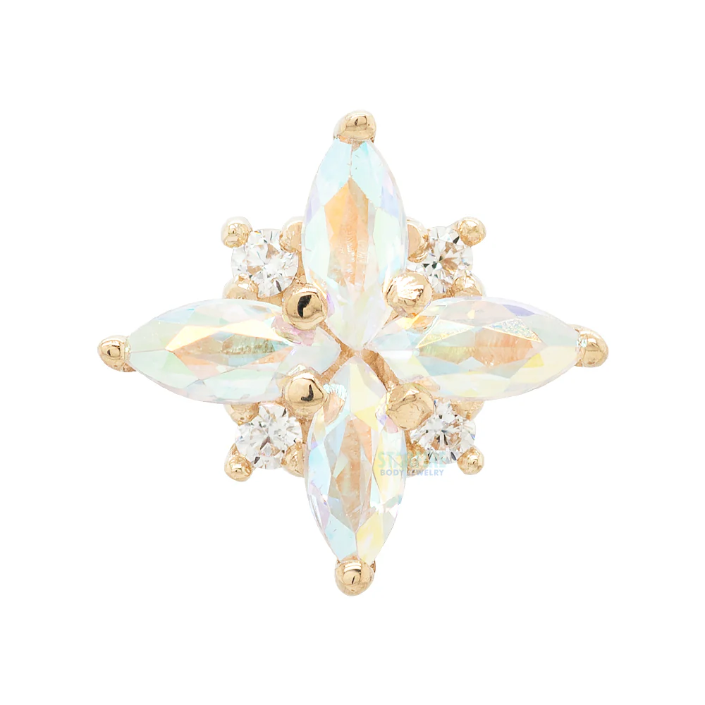 "Mini Pleades" Threaded End in Gold with Mercury Mist Topaz & White Sapphire - Image 4