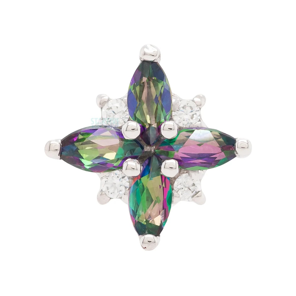 "Pleades" Threaded End in Gold with Mystic Topaz & White CZ's - Image 2