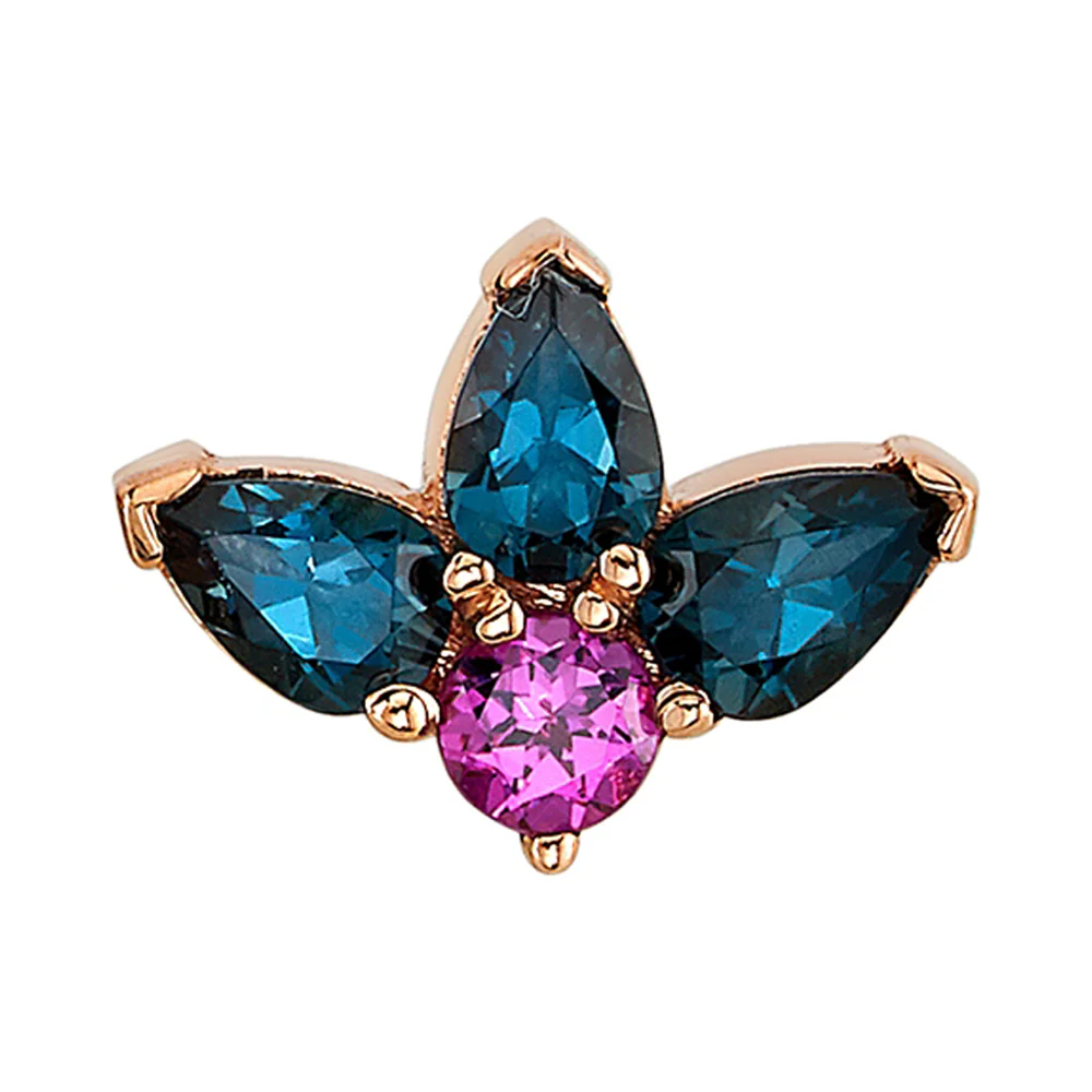 "Miss You!" Threaded End in Gold with London Blue Topaz & Pink Sapphire - Image 2