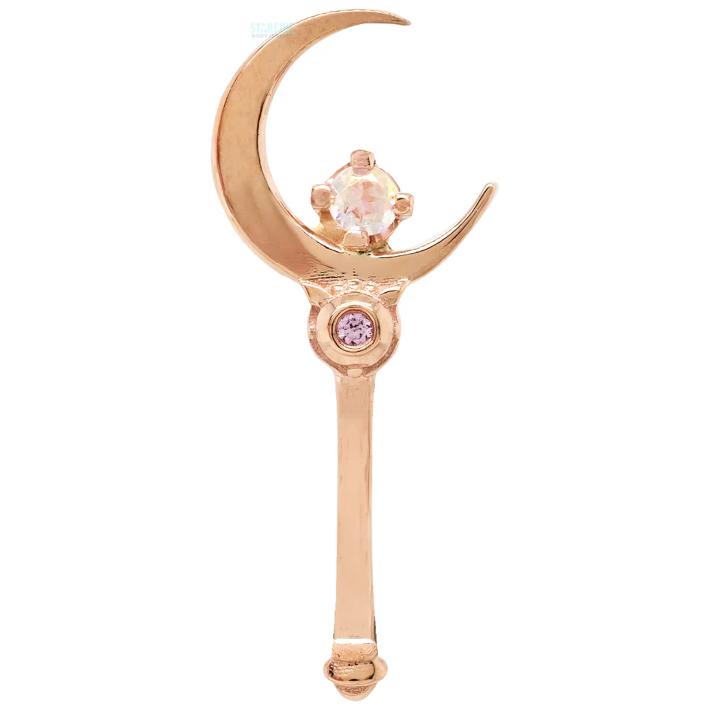 "Moon Crystal" Threaded End in Gold & Platinum with Mercury Mist Topaz & Light Pink Sapphire - Image 4