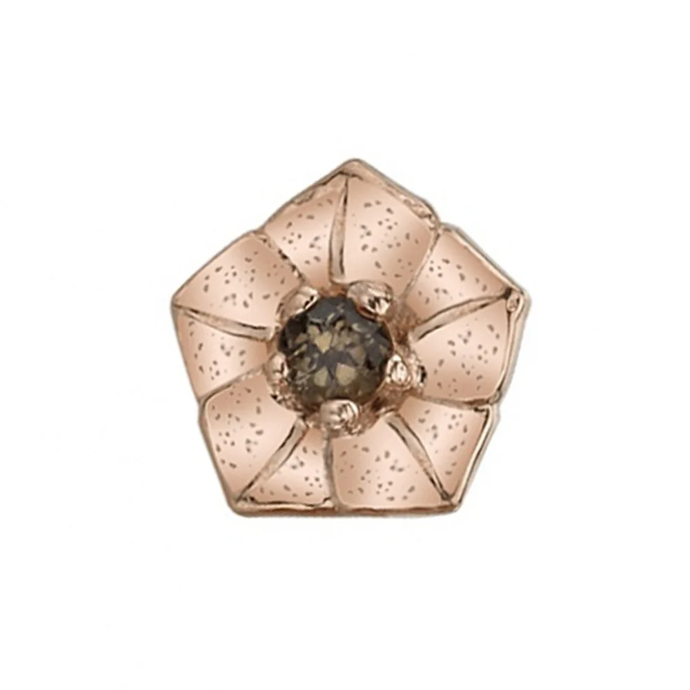 "Morning Glory" Threaded End in Gold & Platinum with Smoky Quartz - Image 2