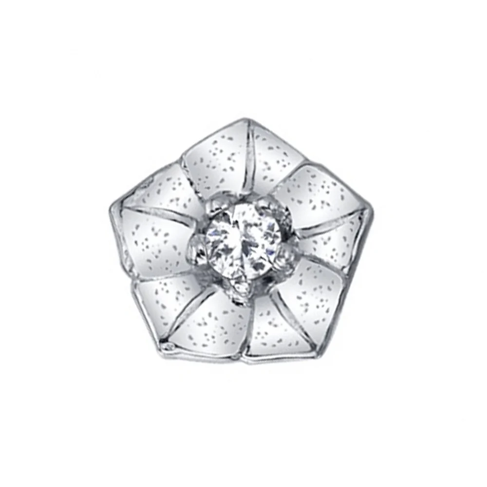 "Morning Glory" Threaded End in Gold & Platinum with White Sapphire - Image 2