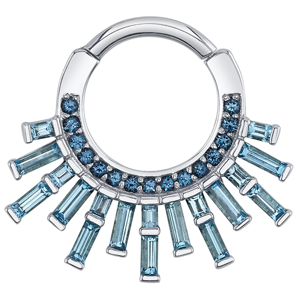 "Mountain Light" Hinge Ring in Gold with Chatham Alexandrite & Swiss Blue Topaz' - Image 2