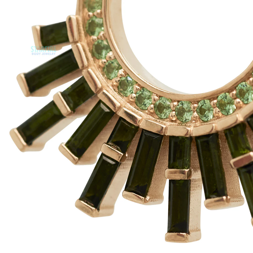 "Mountain Light" Hinge Ring in Gold with Tsavorite & Green Tourmaline - Image 2
