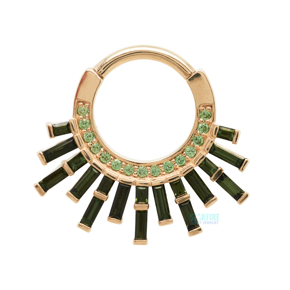 "Mountain Light" Hinge Ring in Gold with Tsavorite & Green Tourmaline - Image 3