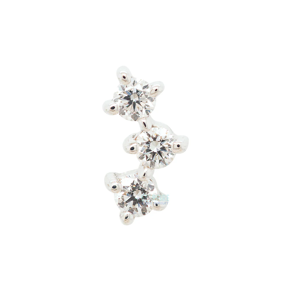 "Muse" Threaded End in Gold & Platinum with White CZ's - Image 3