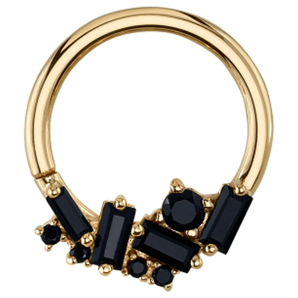 "Myriad" Seam Ring in Gold with Onyx