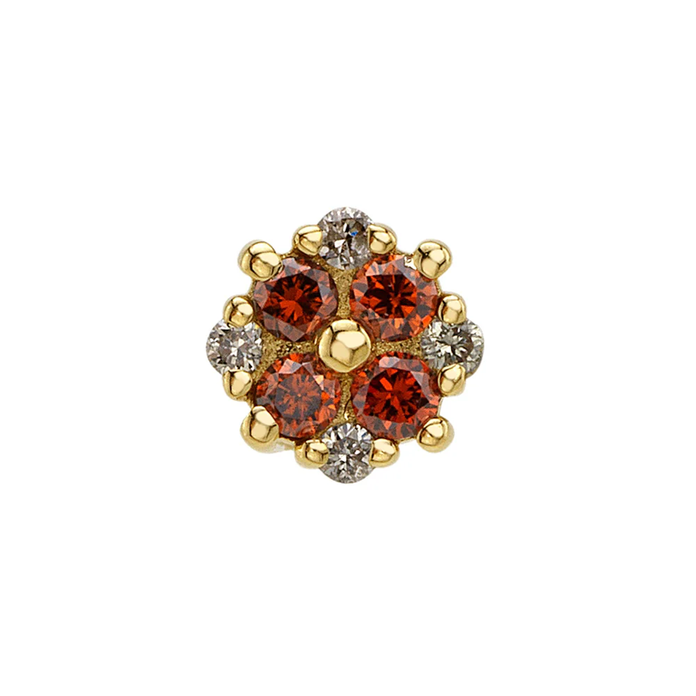 "Myrrh" Threaded End in Gold & Platinum with Orange Cognac Diamond & Champagne Diamonds - Image 2