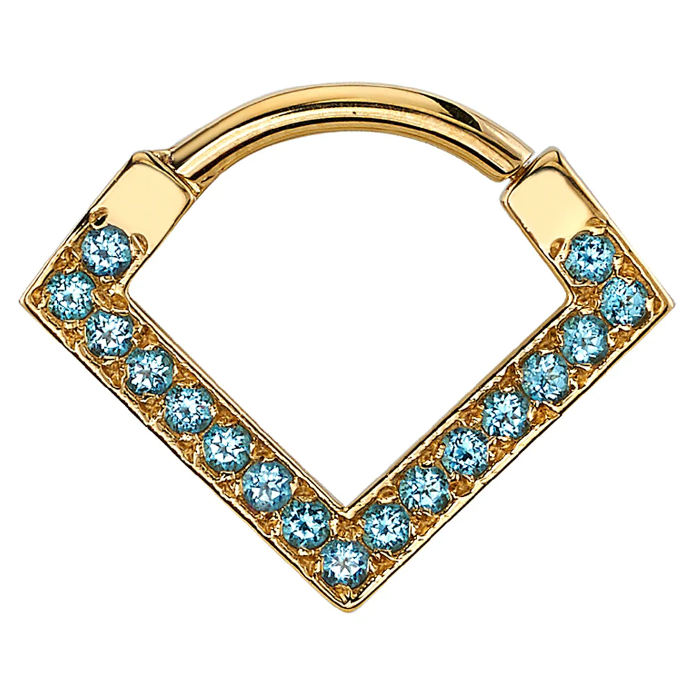 "Nairobi" Hinge V Ring in Gold with Ice Blue Topaz' - Image 2