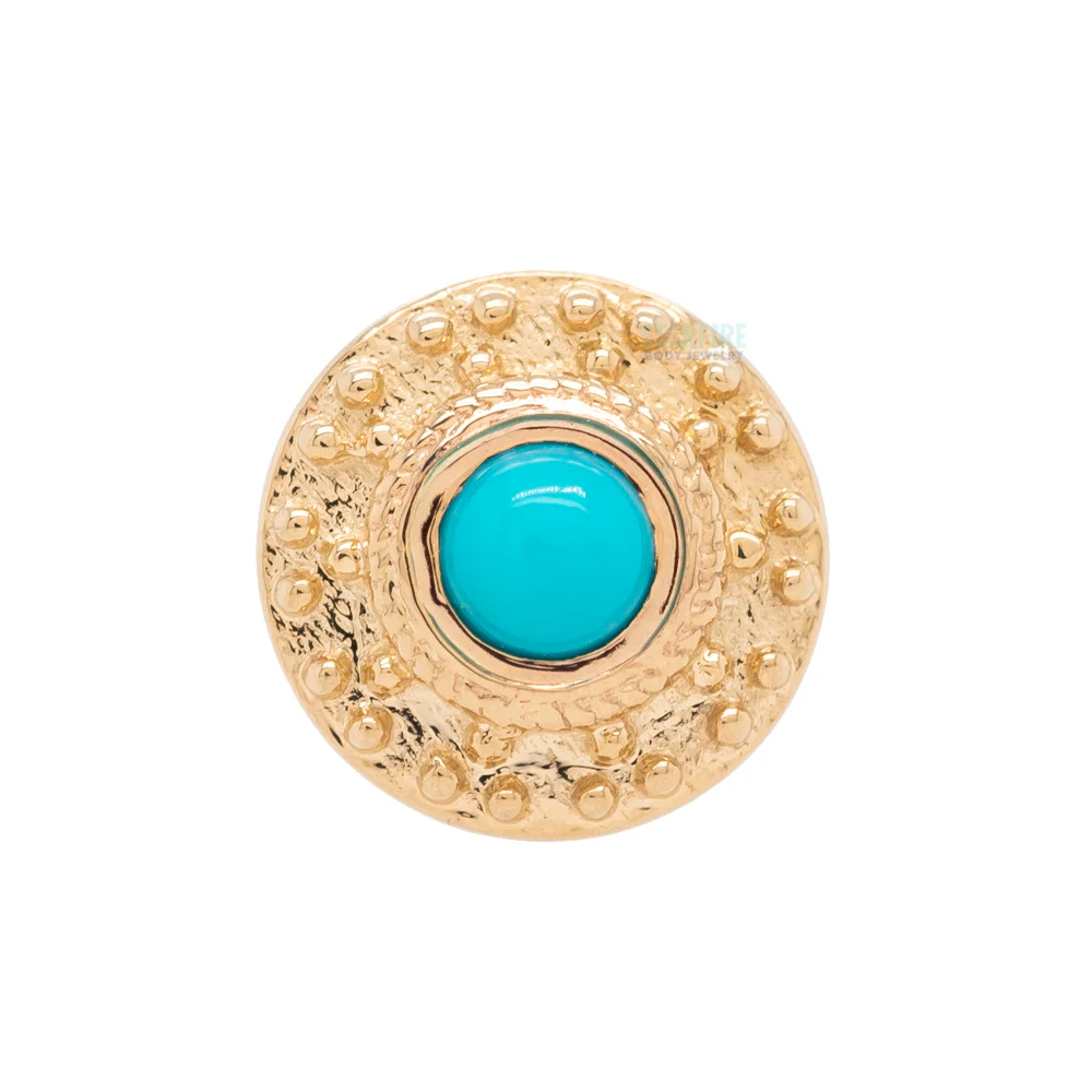 "Tiny Nanda" Nostril Screw in Gold with Turquoise - Image 3