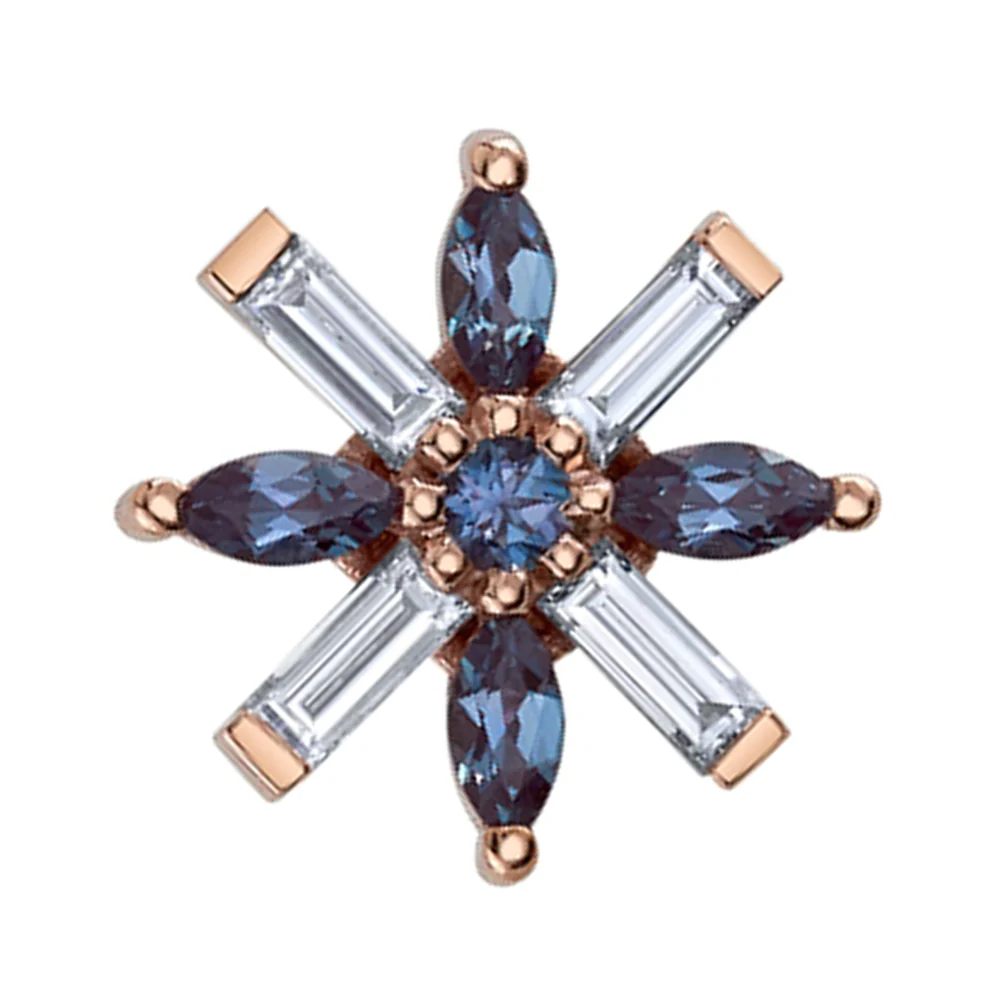 "Nayru" Threaded End in Gold with Diamond & Chatham Alexandrites - Image 2