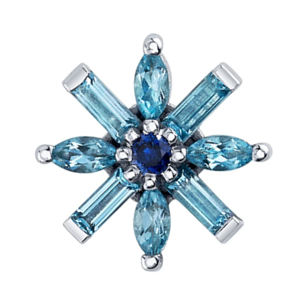 "Nayru" Threaded End in Gold with Swiss Blue Topaz & Blue Sapphire - Image 2