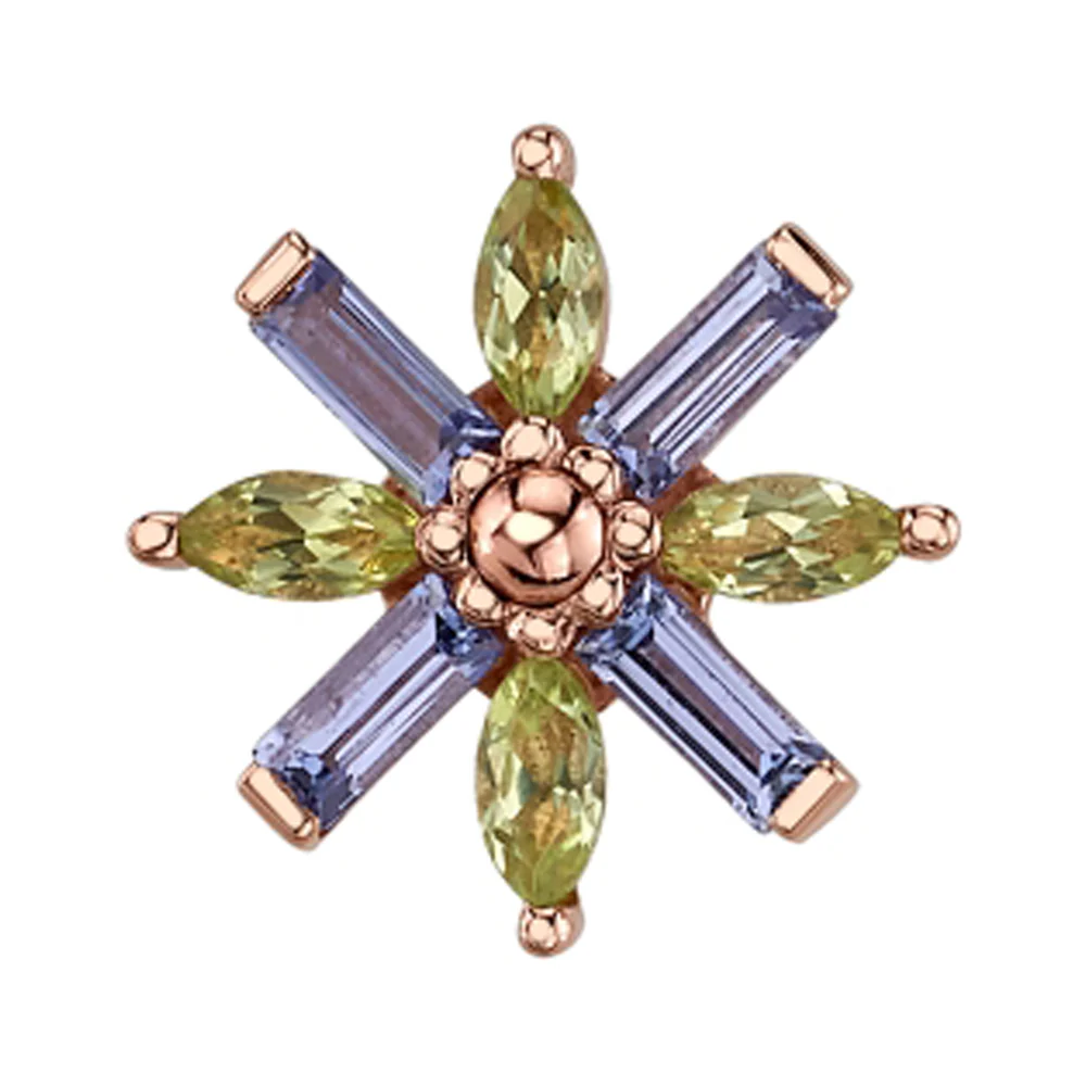 "Nayru" Threaded End in Gold with Tanzanite, Peridot & a Gold Bead - Image 2