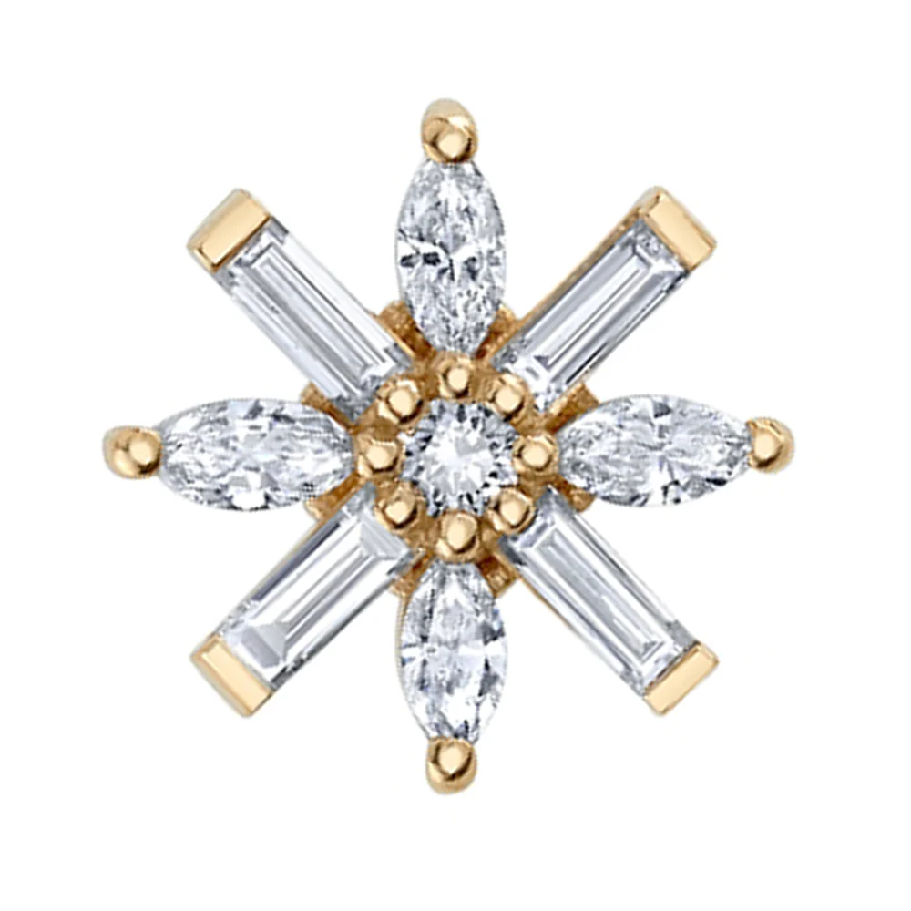 "Nayru" Threaded End in Gold with White CZ's