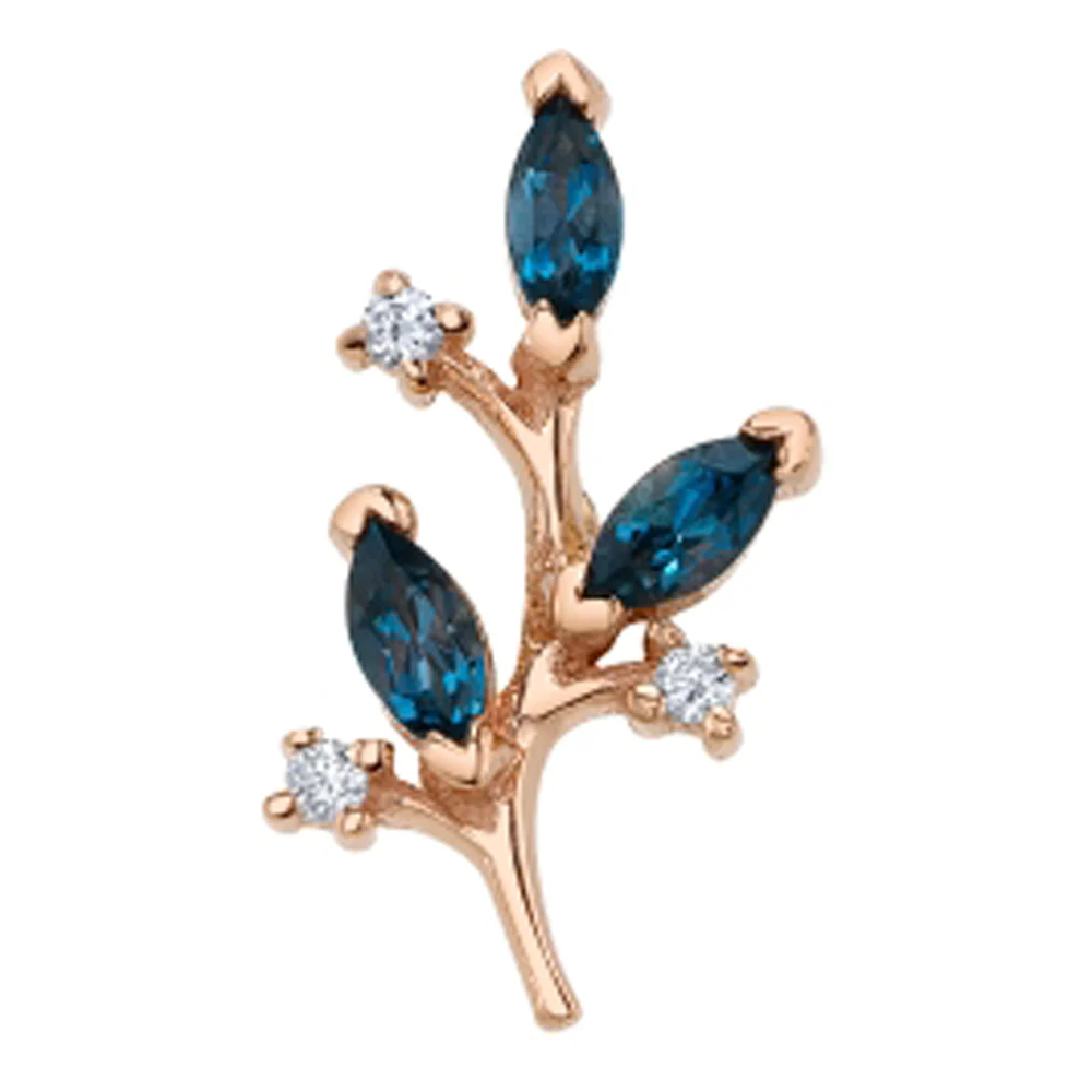 "Nightshade" Threaded End in Gold with London Blue Topaz & Diamonds - Image 2
