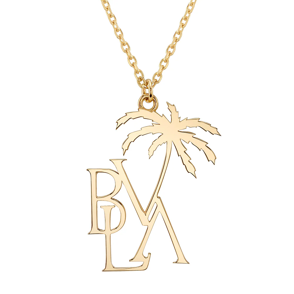 "Niki Palm Tree Monogram" Necklace in Gold - Image 2
