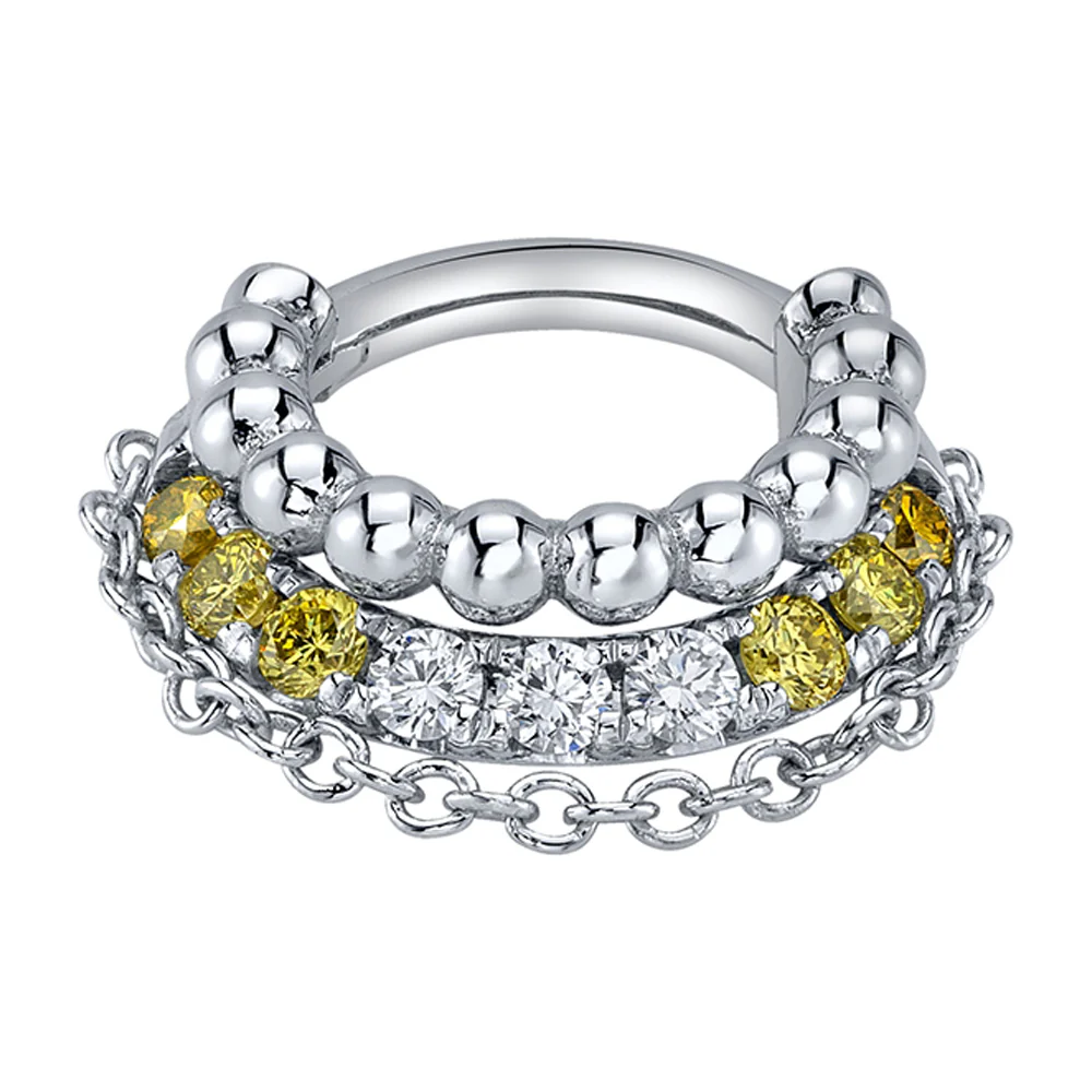 "Nikita" Hinge Ring in Gold with Golden Diamond, Canary Diamond & White Diamond - Image 2