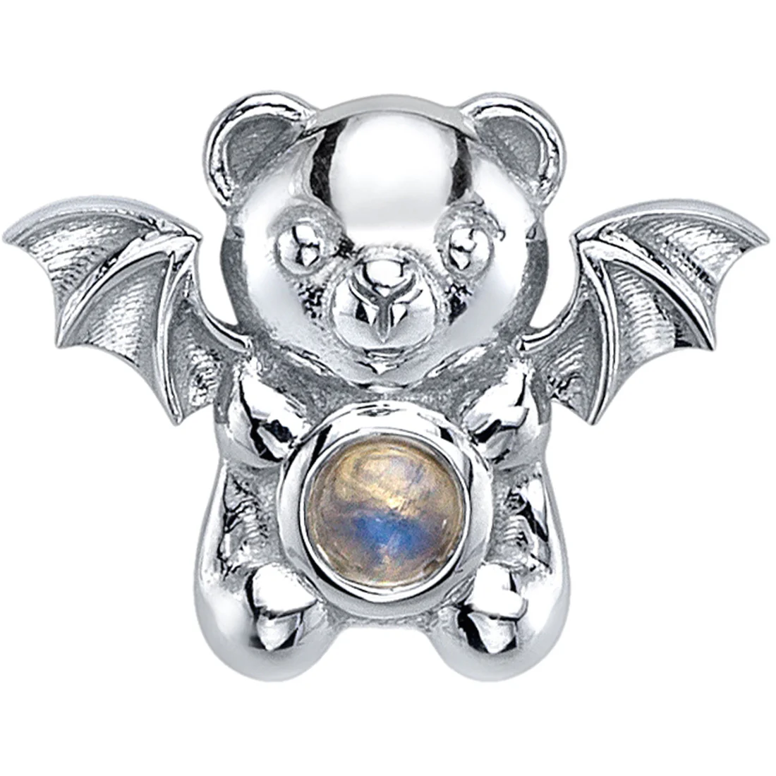 "Nocturna" Threaded End in Gold & Platinum with Rainbow Moonstone