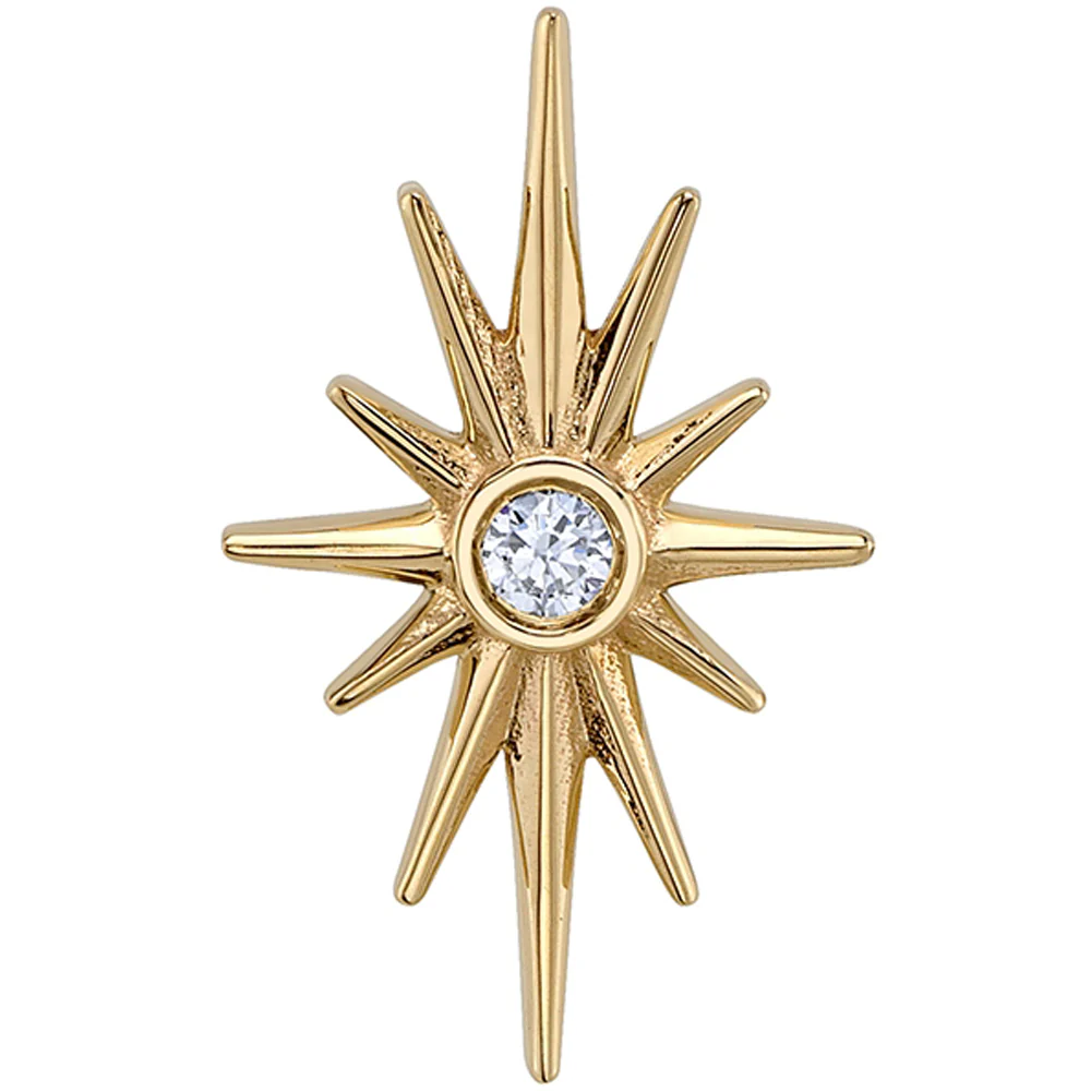 "North Star" Threaded End in Gold & Platinum with White CZ - Image 3