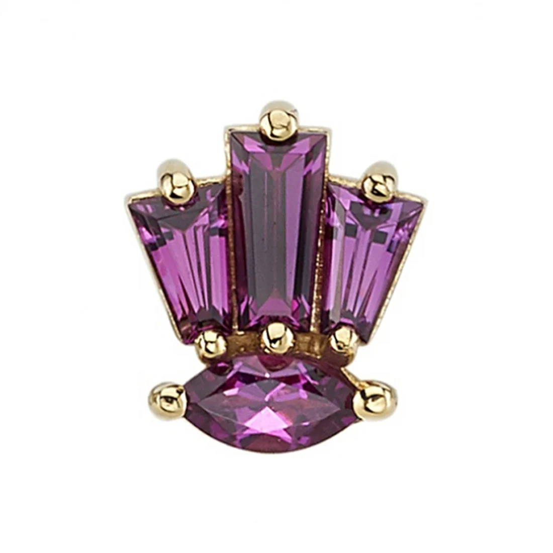 "Novi Marquise" Threaded End in Gold with Rhodolite - Image 2