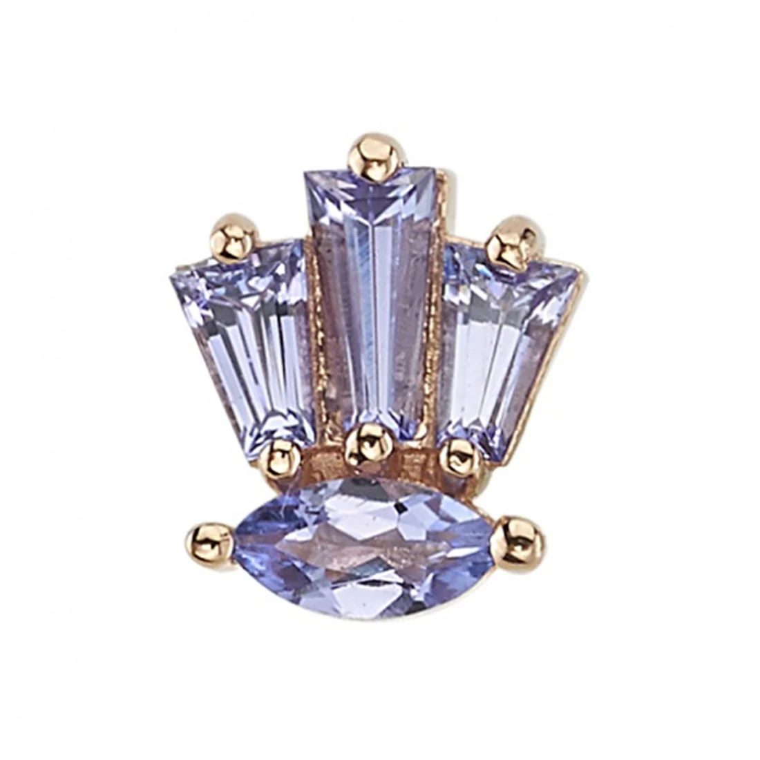 "Novi Marquise" Threaded End in Gold with Tanzanite - Image 2