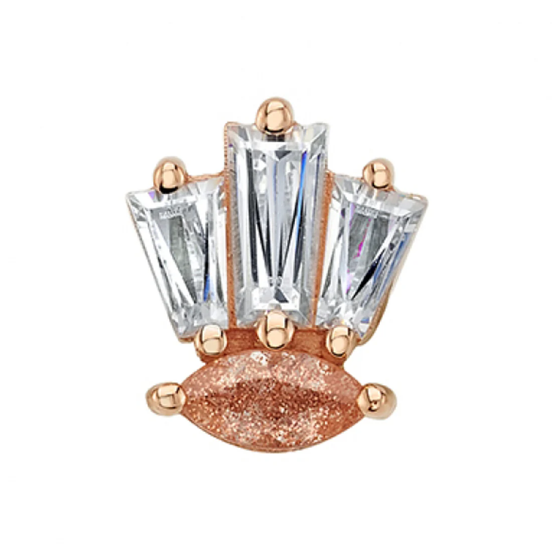 "Novi Marquise" Threaded End in Gold with White CZ & Oregon Sunstone - Image 2