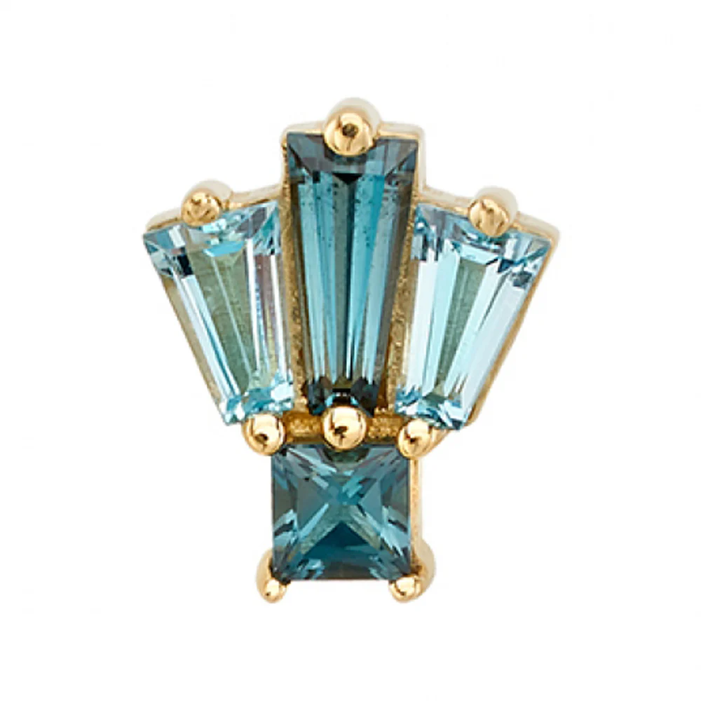 "Novi Princess" Threaded End in Gold with Swiss Blue Topaz & London Blue Topaz - Image 2