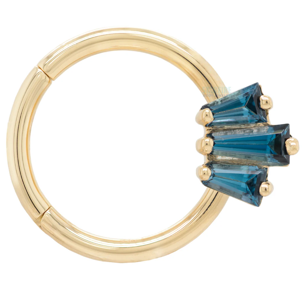 "Oceane 3" Hinge Ring in Gold with London Blue Topaz' - Image 4