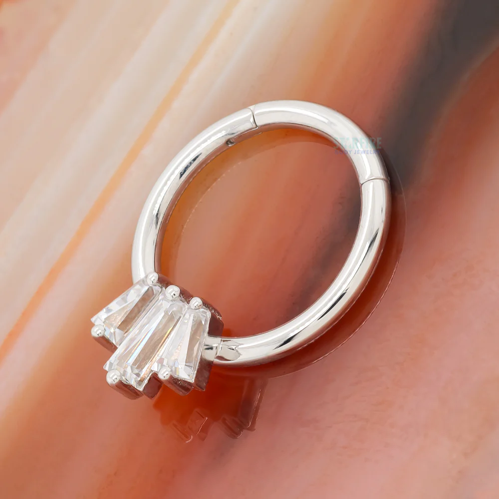 "Oceane 3" Hinge Ring in Gold with White CZ's - Image 2