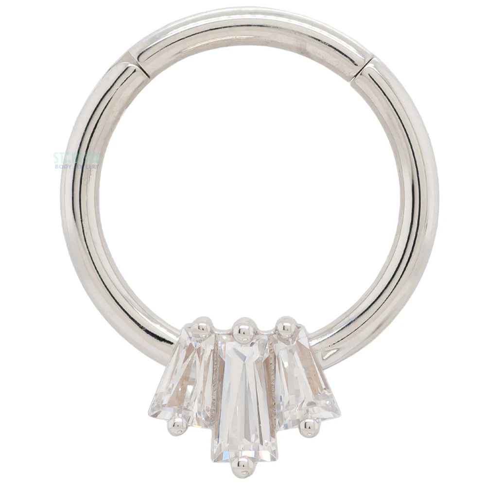 "Oceane 3" Hinge Ring in Gold with White CZ's - Image 4