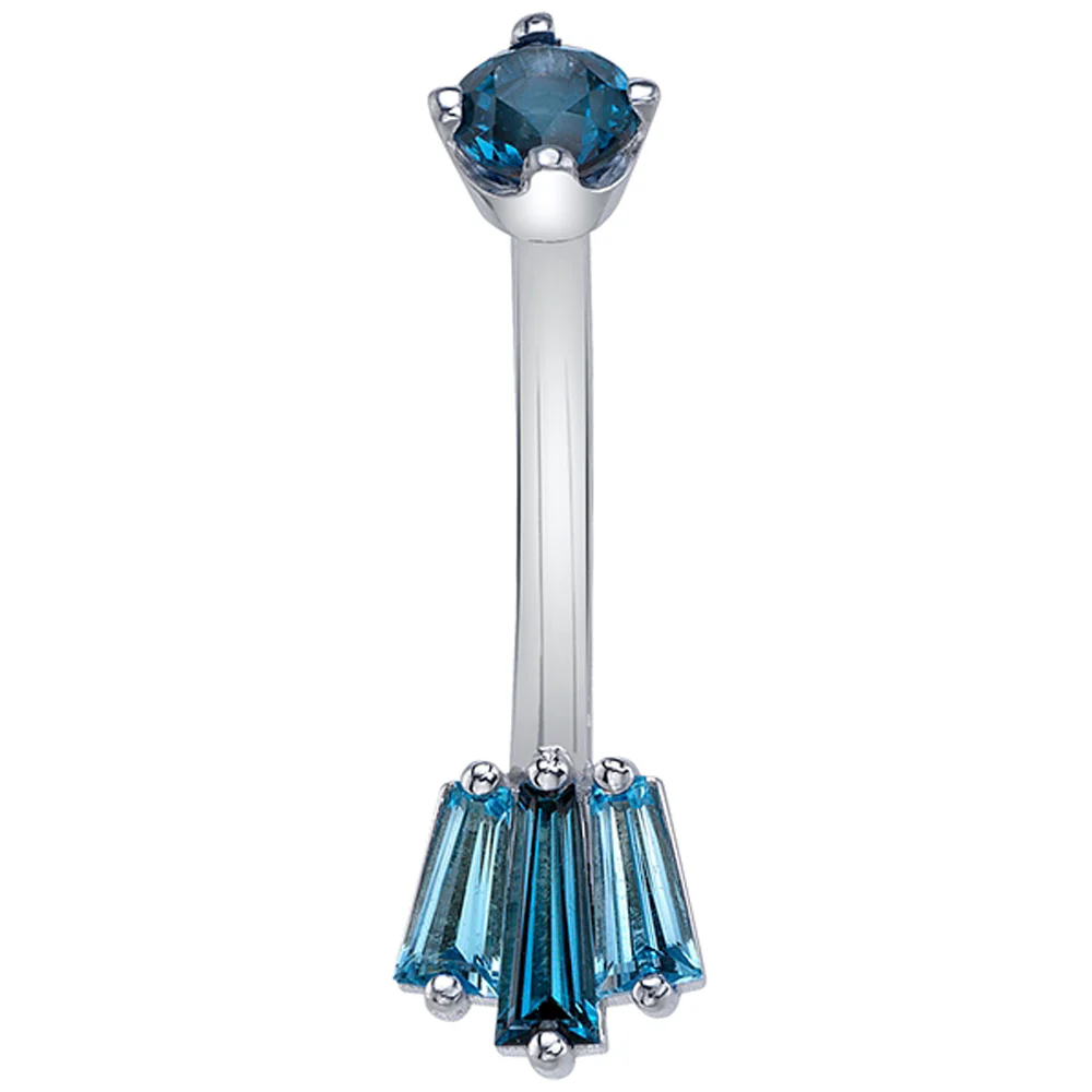 "Oceane 3" Navel Curve in Gold with London Blue Topaz - Image 3
