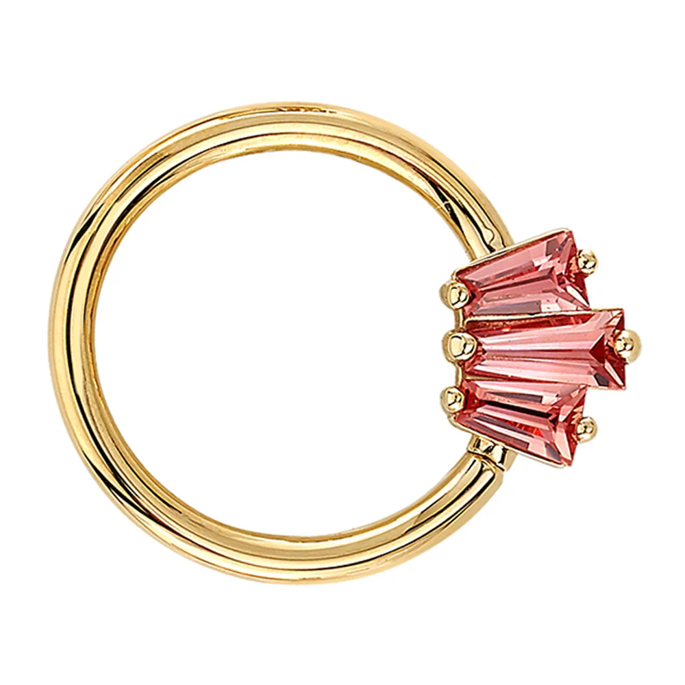 "Oceane 3" Seam Ring in Gold with Padparadscha Sapphires - Image 2