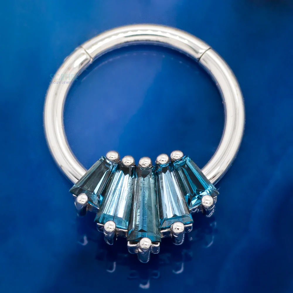 "Oceane 5" Hinge Ring in Gold & Platinum with London Blue Topaz' - Image 3