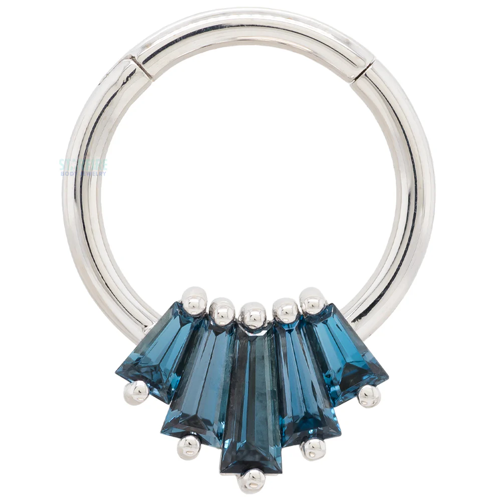 "Oceane 5" Hinge Ring in Gold & Platinum with London Blue Topaz' - Image 5