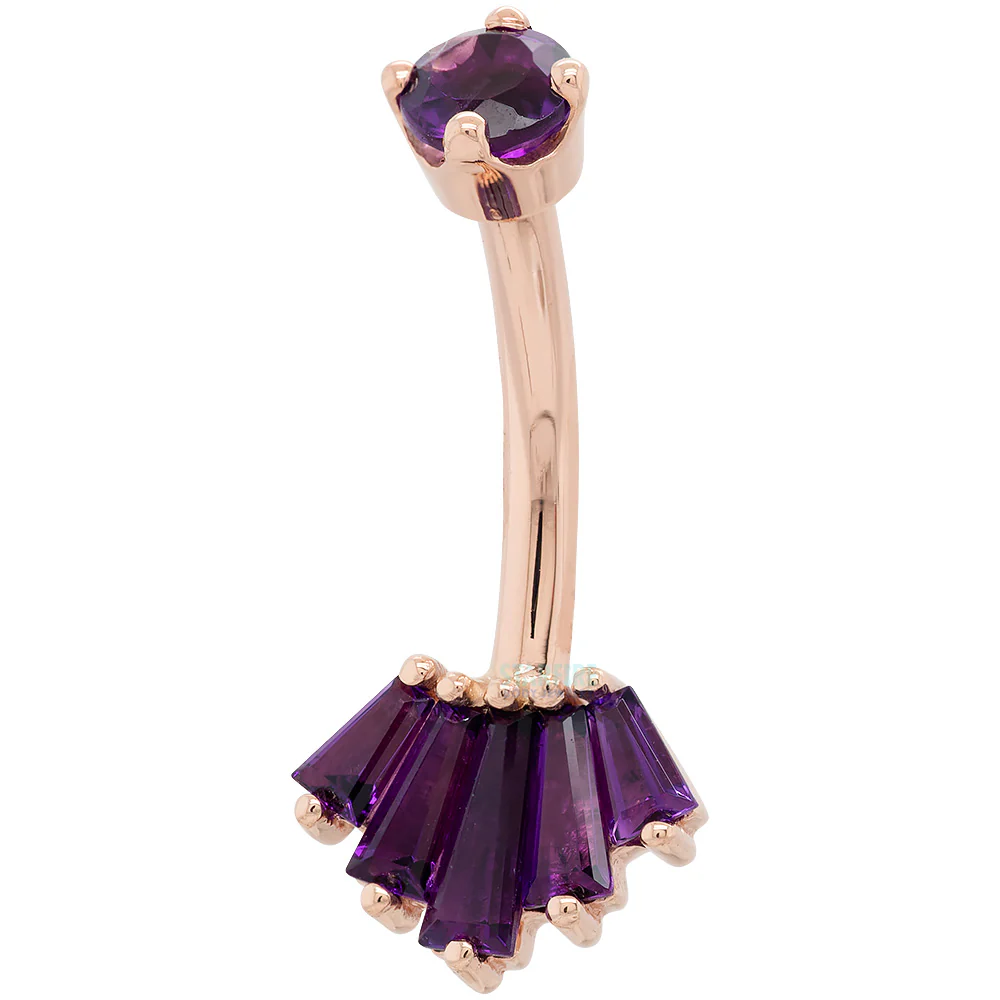 "Oceane 5" Navel Curve in Gold & Platinum with Amethyst