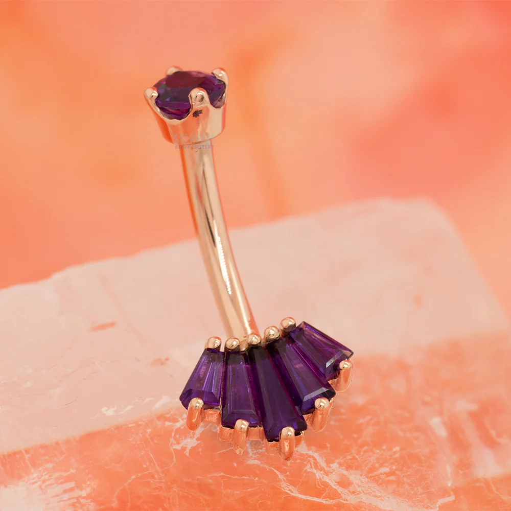 "Oceane 5" Navel Curve in Gold & Platinum with Amethyst - Image 2