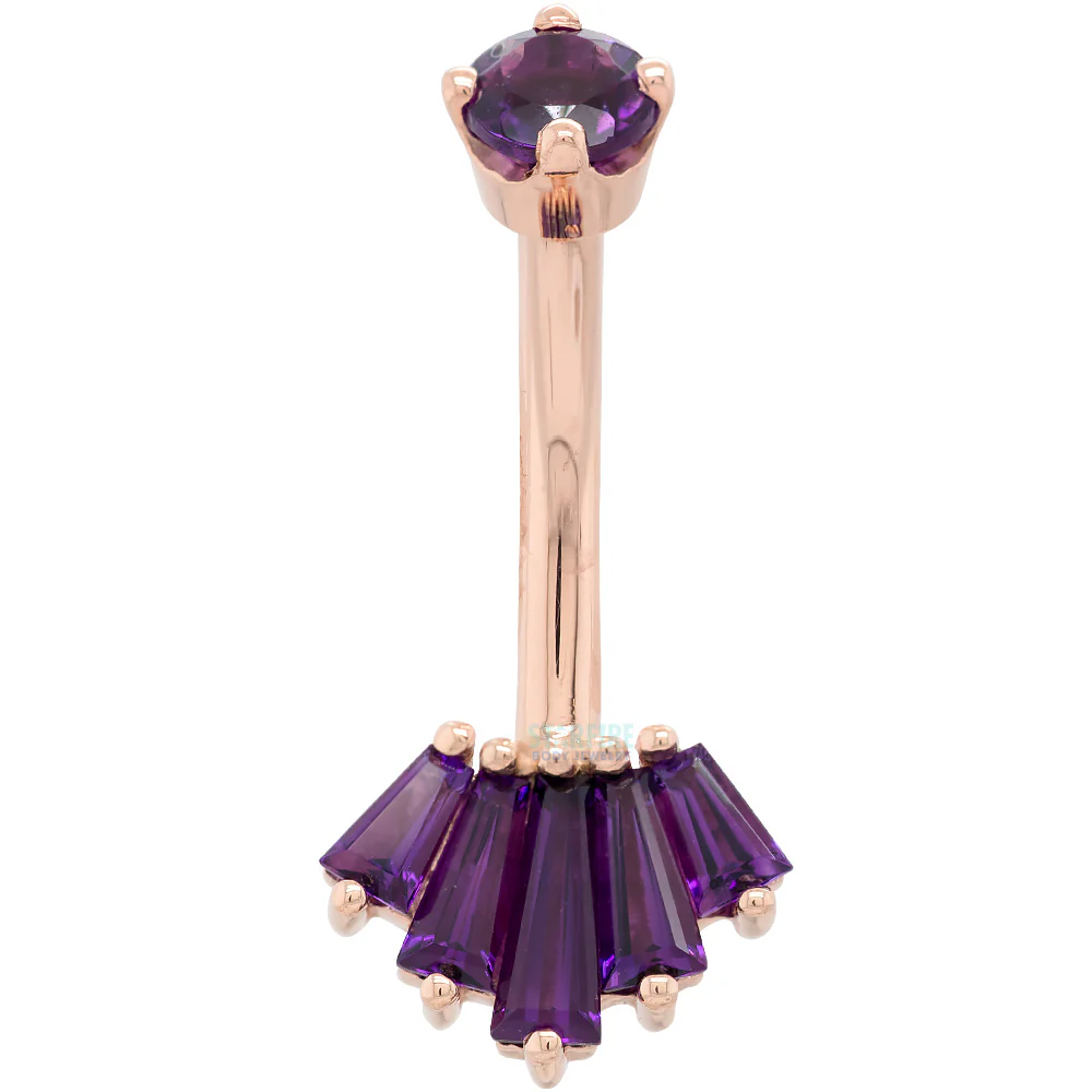 "Oceane 5" Navel Curve in Gold & Platinum with Amethyst - Image 3