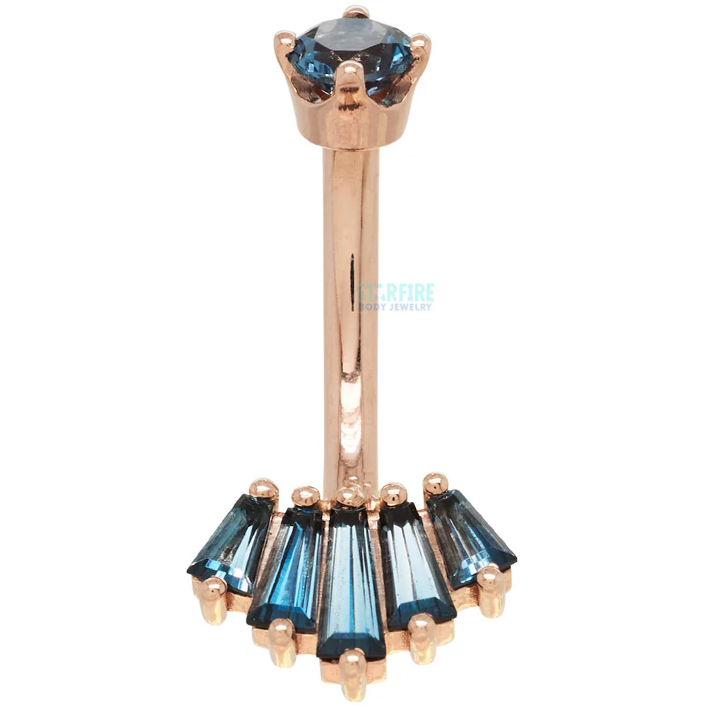 "Oceane 5" Navel Curve in Gold with London Blue Topaz - Image 3