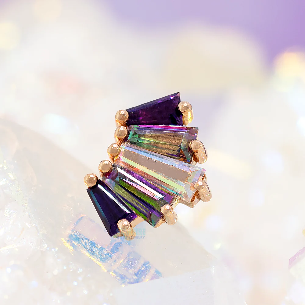 "Oceane 5" Threaded End in Gold with Amethyst, Mystic Topaz & Mercury Mist Topaz - Image 2