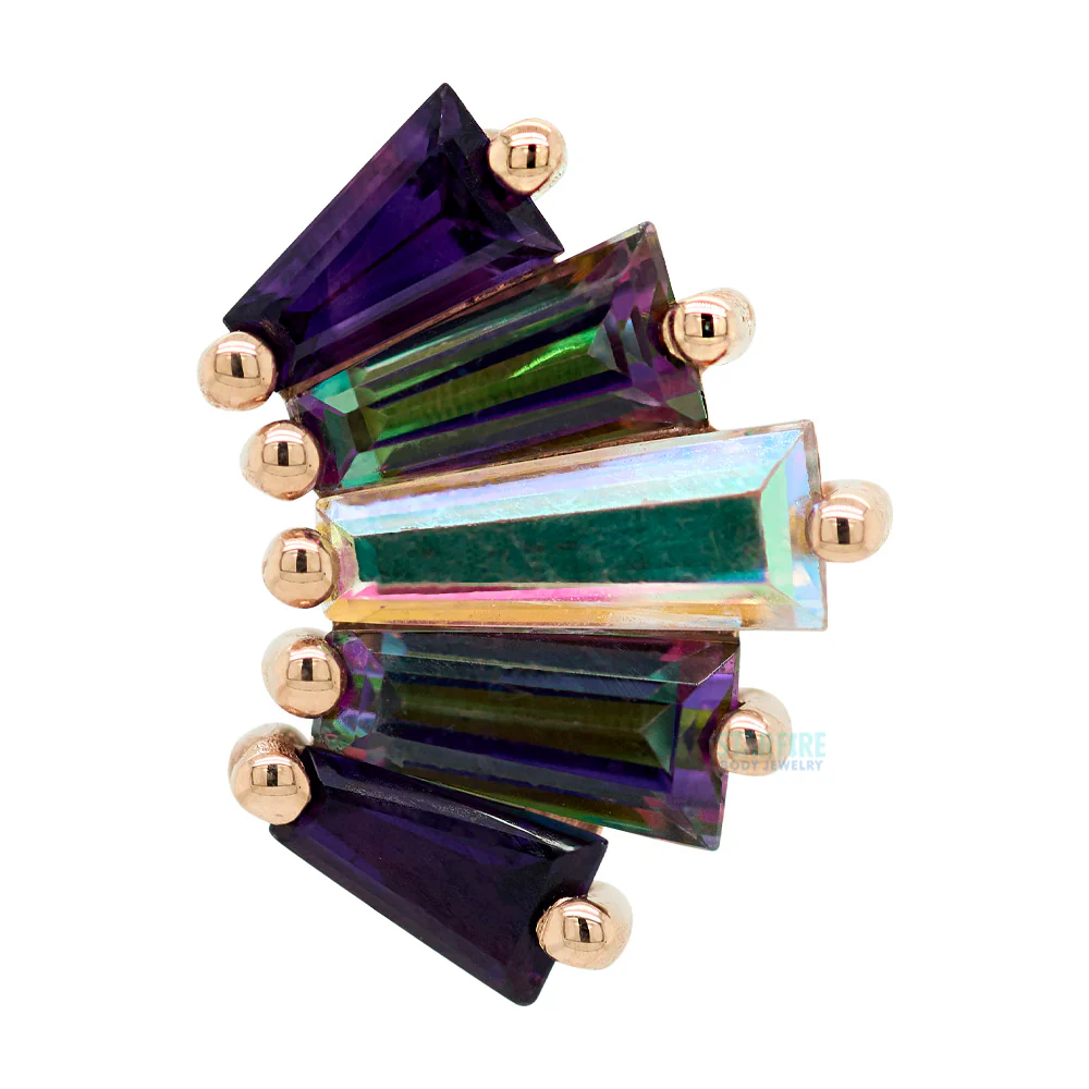 "Oceane 5" Threaded End in Gold with Amethyst, Mystic Topaz & Mercury Mist Topaz - Image 3