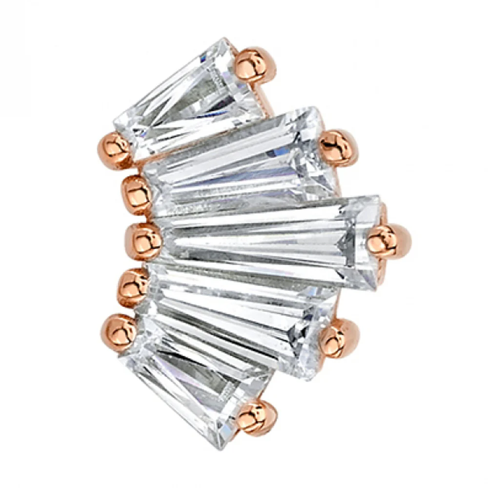 "Oceane 5" Threaded End in Gold with White CZ's - Image 4
