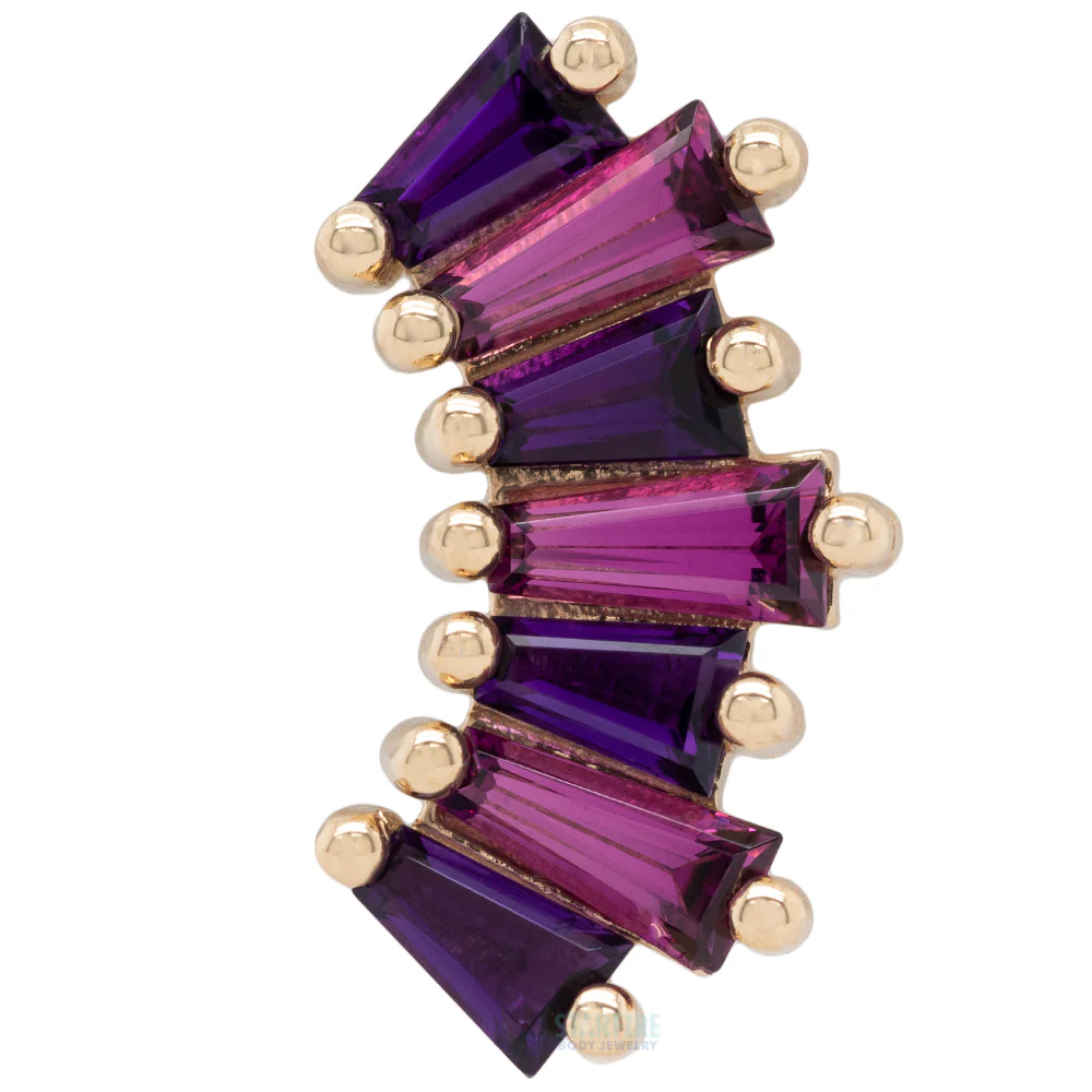 "Oceane 7" Threaded End in Gold with Amethyst & Rhodolite - Image 3