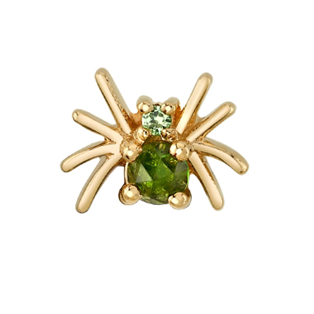 "Octo" Threaded End in Gold with Rose Cut Green Tourmaline & Tsavorite - Image 2