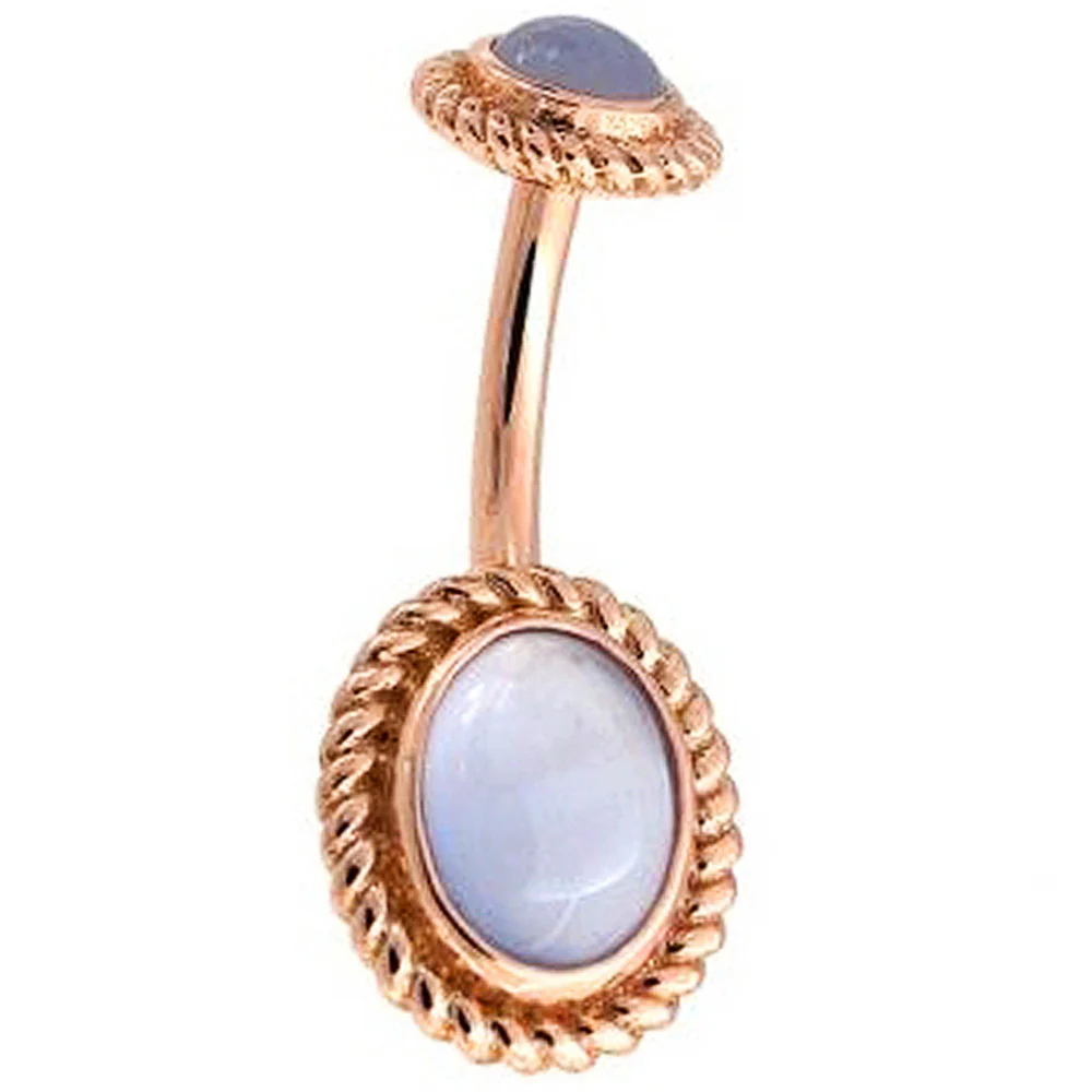 "Oval Raine" Navel Curve in Gold with Lavender Chalcedony - Image 2