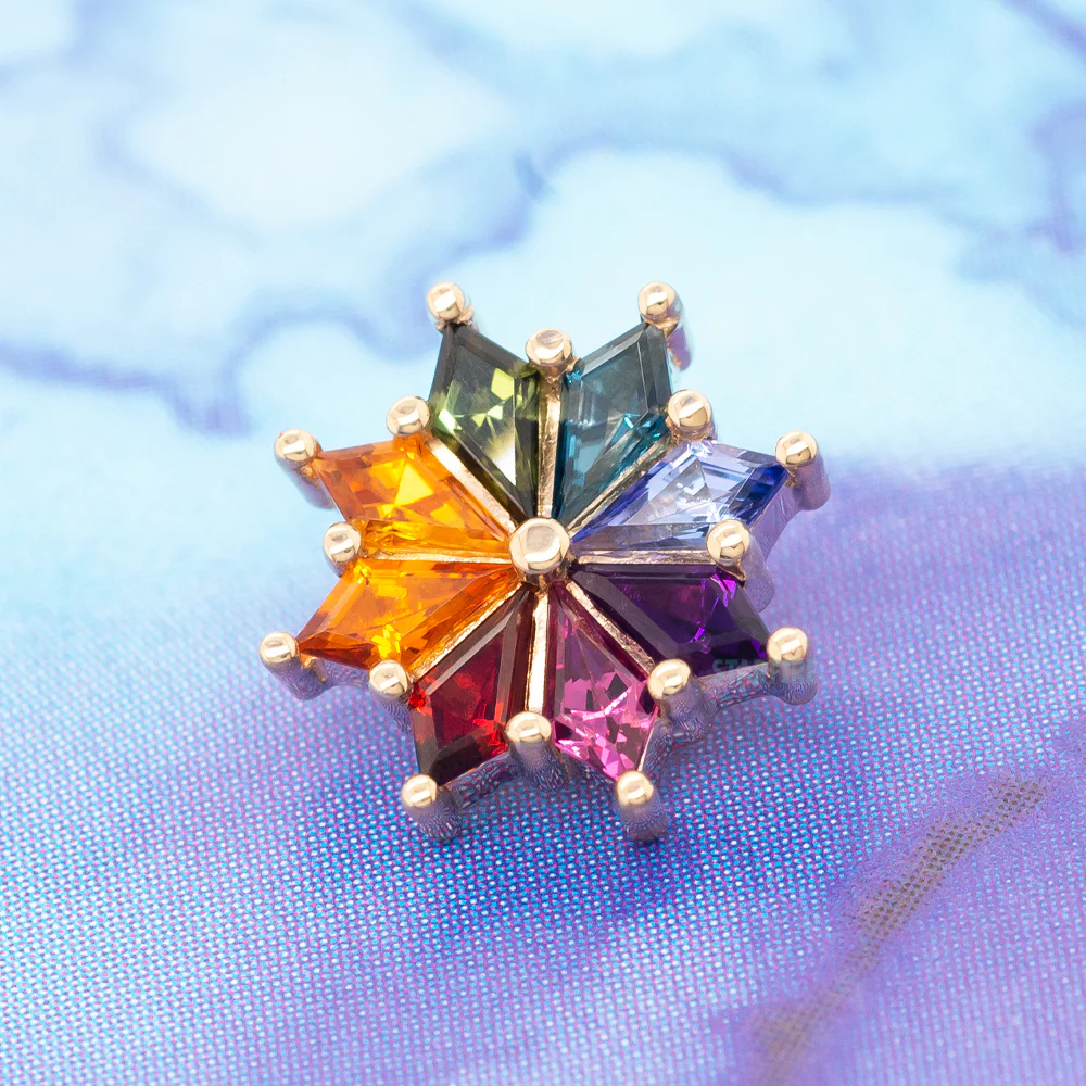 "Pablo" Threaded End in Gold Rainbow with Genuine Gemstones - Image 2